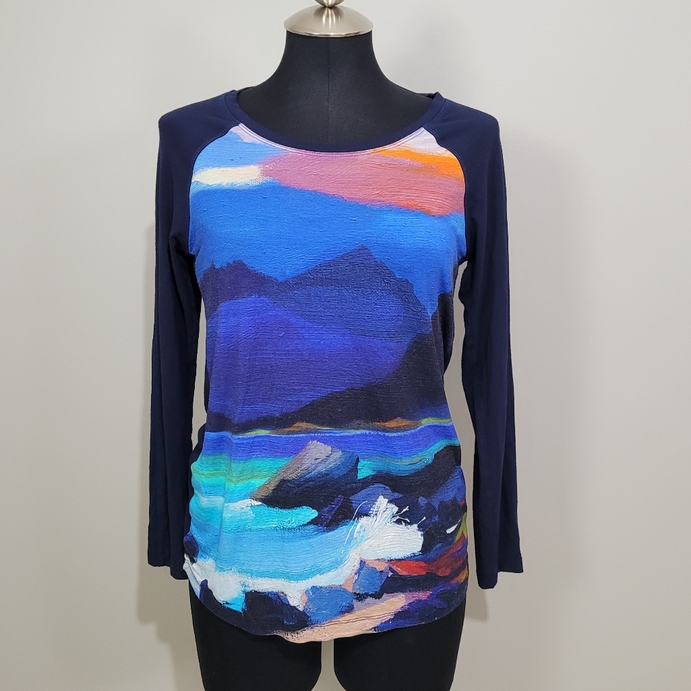 Simply art blue long sleeve artistic tee